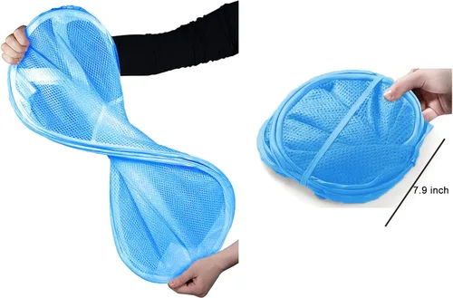 Miniatura 5 de Larpur Paquete de 2 cestas plegables para la ropa sucia, cestas de malla portátiles para la habitación de los niños, dormitorio universitario, baño