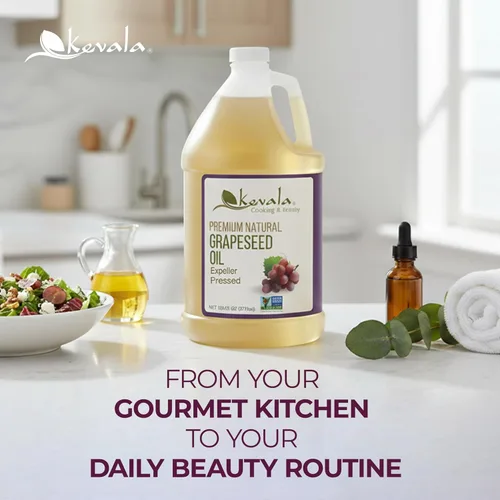Miniatura 3 de Kevala Aceite de semilla de uva Aceite de semilla de uva prensado sin OMG para cocinar, rico en antioxidantes, cuidado de la piel y el cabello