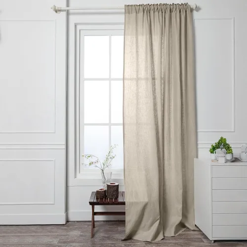 Miniatura 9 de D'Moksha Homes Cortina de lino europeo negro de 52 x 63 pulgadas, con bolsillo para cortinero, 1 panel, 1 panel, 100% lino puro, tratamiento