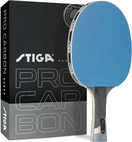 STIGA Pro Carbon + Raptor Performance-Level Table Tennis Rackets with Carbon Technology for Tournament Play - 7-ply Blade with Flared Handles - 2mm