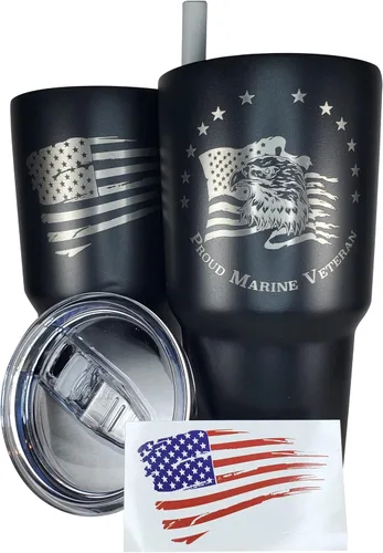 Miniatura 14 de Gadsden Flag Don't Tread on Me - Vaso patriótico de 30 onzas, taza de viaje con la bandera estadounidense, taza de café patriótica, doble
