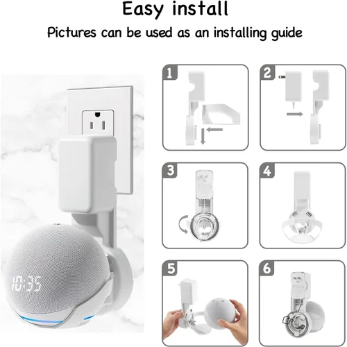 Miniatura 6 de ZUOLACO Soporte de pared para Dot 4ª/5ª generación, colgador de salida para Dot 4ª/5ª generación, soporte de altavoz inteligente, accesorios
