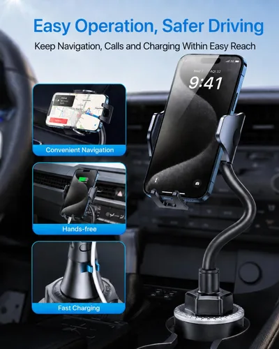 Miniatura 7 de andobil Soporte para teléfono de grado militar, [cuello de cisne de metal más sólido] Soporte universal para teléfono para tu auto, camión de golf