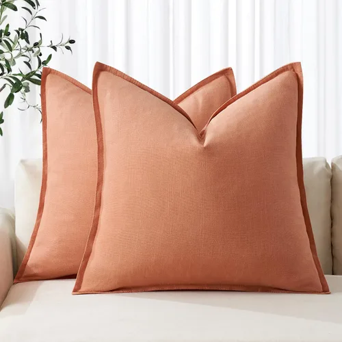 Miniatura 14 de MIULEE - Juego de 2 fundas de almohada decorativas de lino, estilo bohemio, rústico, neutral, para sofá, cama, 16 x 16 pulgadas, color marrón