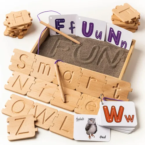 Hulats Montessori Juguete de Aprendizaje del Alfabeto para Trazar Letras - Aprende a Escribir Ortografía y Trazado de Letras Juego para Niños de 3-5