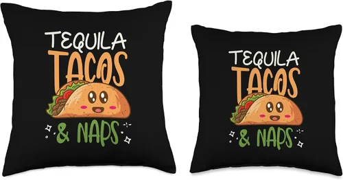 Miniatura 3 de Enjoying A Strong Alcoholic Drink Made In Mexico Tacos and Naps Repeat Alcohol Tequila Almohada de 16 x 16 pulgadas, multicolor