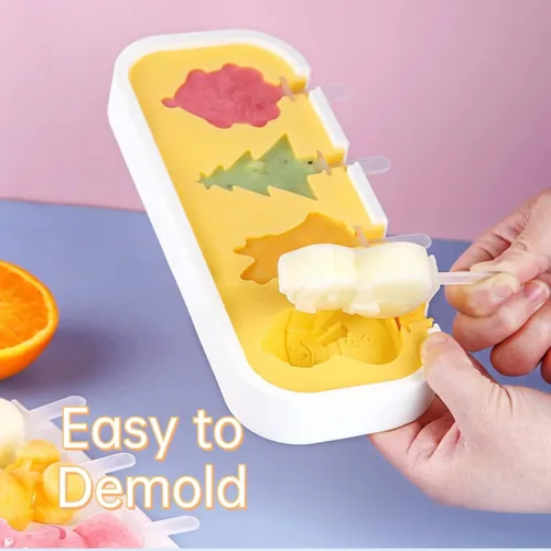 Miniatura 4 de Juego de 4 moldes para hacer paletas de helados, moldes para hacer helados, accesorios de cocina, fácil liberación, leche materna, reutilizable, sin