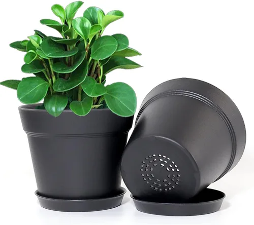 Miniatura 2 de WOUSIWER Paquete de 16 macetas de plástico de 6 pulgadas para macetas de interior, resistentes y elegantes de 6 pulgadas para plantas