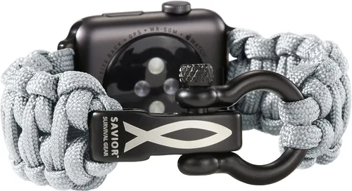 Miniatura 16 de Correa de paracord Savior Survival Gear, compatible con Apple Watch de 49/45/44/42/41/40/38 mm, correa de iWatch Series Ultra 10 9 8 7 6 5 4 3 2 1