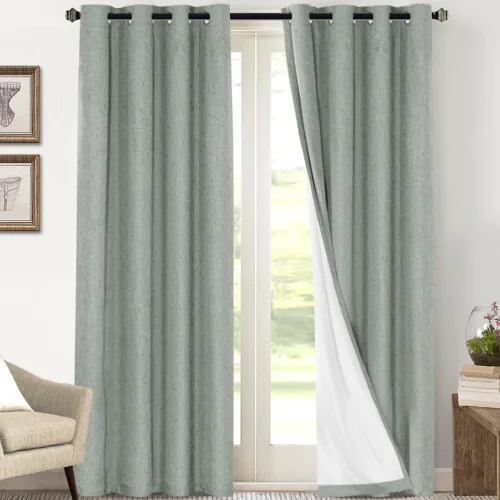 Miniatura 133 de Primitive - Cortinas opacas 100 % de lino texturizado natural para dormitorio, sala de estar, cortinas para ahorra energía, tela de arpillera