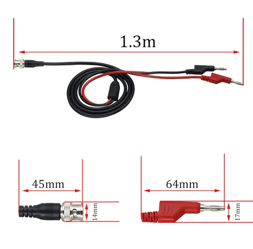 Miniatura 4 de Cable de prueba BNC a doble enchufe de plátano, cable coaxial BNC a prueba de apilamiento dual, cable BNC macho a cable de prueba de enchufe macho