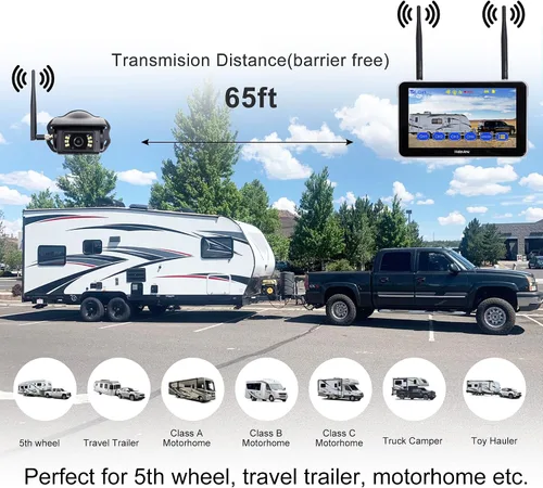 Miniatura 6 de Haloview BT7 Touch RV Cámara de respaldo inalámbrica 2.4G Digita FHD 1080P DVR visión trasera a todo color cámara de visión nocturna y sistema