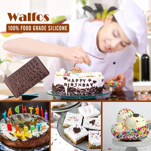 Miniatura 2 de Walfos Molde de silicona para letras y números de chocolate, molde antiadherente para chocolate, hecho de silicona de grado alimenticio, sin BPA