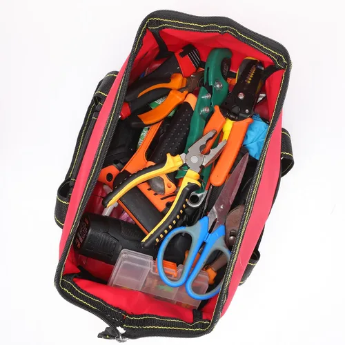 Miniatura 4 de Sanwuta - Paquete de 3 bolsas para herramientas, alta resistencia, fondo rígido impermeable, boca ancha, para electricista, carpintero, mecánico, 13