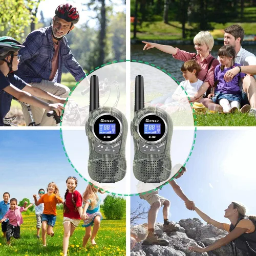 Miniatura 7 de QNIGLO Walkie Talkies para acampar para niños recargables, Walkie Talkies de camuflaje para niños y niñas, adecuados para juegos de aventura al aire