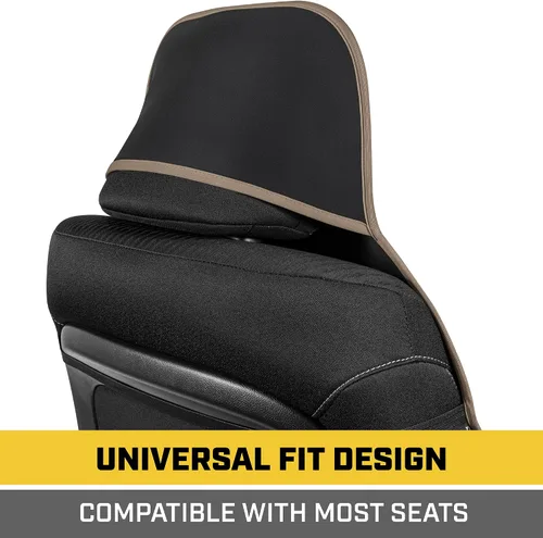Miniatura 4 de CAT® Funda impermeable para asiento de automóvil para asientos delanteros, 1 pieza con ribete beige, funda de asiento de neopreno duradera