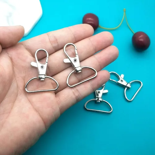 Miniatura 6 de 60 ganchos giratorios a presión, gancho giratorio de metal para llavero, suministros de manualidades, 1 pulgada (0.984 in) de ancho interior Plata