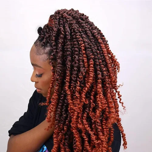Miniatura 40 de 8 paquetes de extensiones de cabello sintético pretrenzado y prerrizado de ganchillo de 14 pulgadas, con rizos de pasión, para mujeres negras