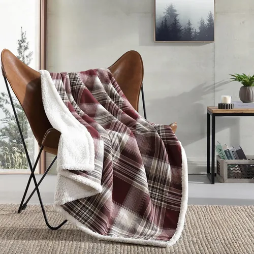 Miniatura 8 de Eddie Bauer - Manta, ropa de cama reversible de sherpa súper suave y forro polar cepillado, mantas para sofá, ideal para descansar