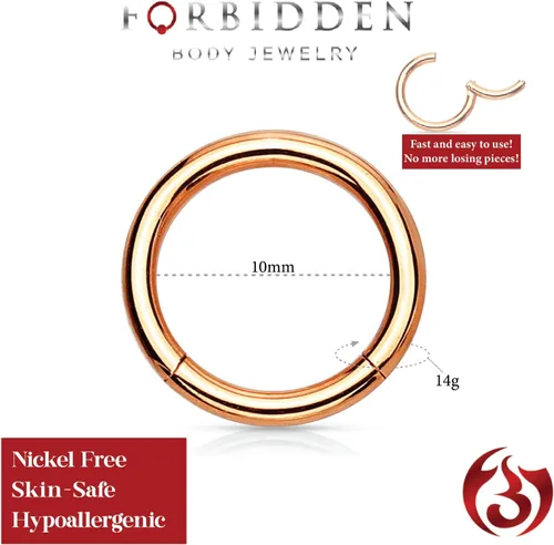 Miniatura 101 de Forbidden Body Jewelry - Piercing para la nariz de acero quirúrgico 316L con bisagra, 14G, 16G, 18G, diámetro de 15/64, 5/16, 25/64, 15/32 pulgadas
