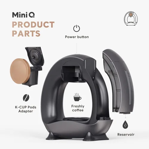 Miniatura 3 de Pod and Grounds - Cafetera de una sola porción, 2 en 1, de una taza, compatible con cápsulas K-Cup y café molido/té, diseño compacto, 4-8 onzas, gris