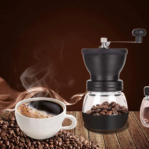 Miniatura 5 de PARACITY Molinillo Manual de Granos de Café con Rebaba de Cerámica, Molinillo de Café Manual Pequeño con 2 Frascos de Vidrio (11 Onzas por Frasco)