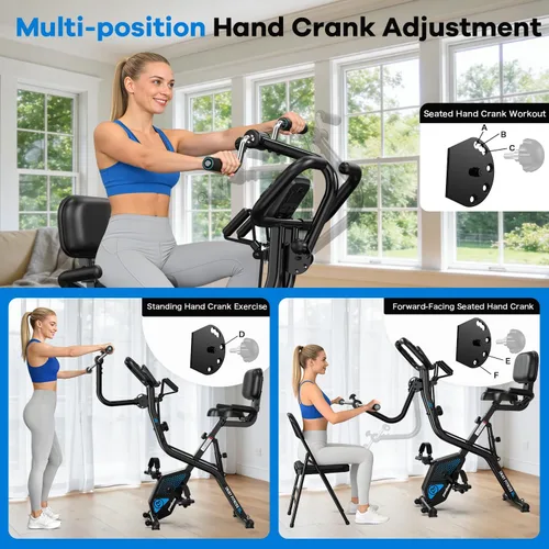 Miniatura 2 de pooboo - Bicicleta de ejercicio plegable, bicicleta estática vertical plegable, bicicleta magnética para interiores X-Bike con resistencia ajustable