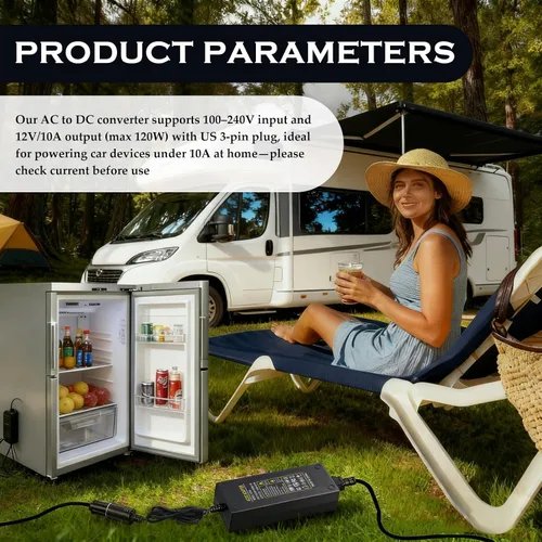 Miniatura 5 de Convertidor de 3 pines de 110V a 12V, convertidor de 120W 10A CA a CC, adaptador de encendedor de cigarrillos a enchufe de pared, adaptador de CA CC