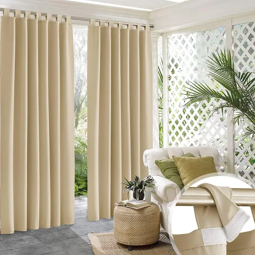 Miniatura 6 de RYB HOME Cortinas para Exteriores para Patio - 2 Paneles Cortinas para Exteriores Desmontables con Parte Superior Adhesiva Impermeables Opacas