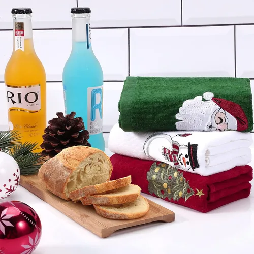 Miniatura 4 de Toallas de mano de Navidad de gran tamaño 25x18 algodón, alta absorción, toallas decorativas navideñas para lavar platos, toallas para lavar