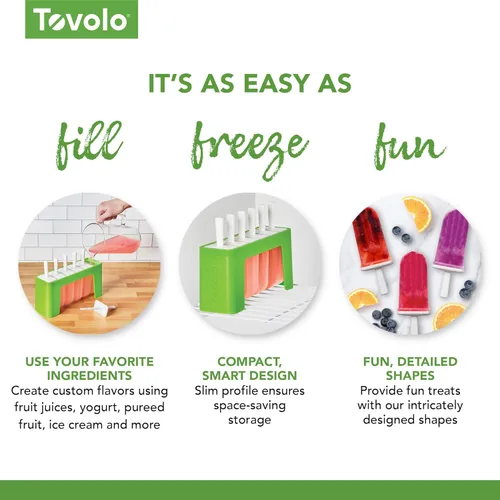 Miniatura 4 de Tovolo Juego de 6 bandejas onduladas reutilizables para paletas con palitos para golosinas congeladas caseras, fáciles de limpiar, moldes de paletas