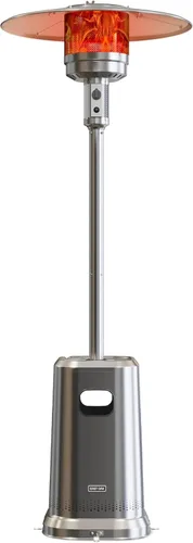 Miniatura 14 de EAST OAK Calentador de patio de 50,000 BTU para uso al aire libre con diseño de mesa redonda, quemador de acero inoxidable de doble capa, ruedas