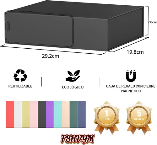 Miniatura 2 de PSHVYM Cajas de regalo con tapas, 11.5 x 7.8 x 3 pulgadas, caja de regalo negra para regalos, cierre magnético para camisetas, guantes, bufandas