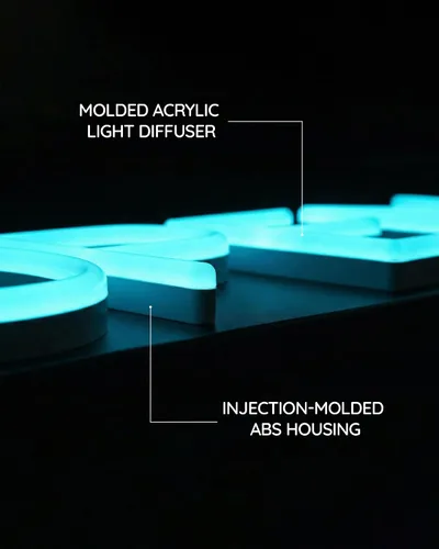 Miniatura 2 de HiNeon Letrero de Neón Abierto Azul Hielo de 20inx7in Letrero LED Abierto con Control Remoto, Letrero de Luz Cian Eléctrica para Tienda de Negocios
