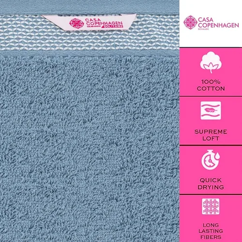 Miniatura 2 de CASA COPENHAGEN Solitaire 6Pcs 100% Egyptian Cotton Large Designer Towels Gift Set- Dusty Blue, 600GSM, 2Bath 2Hand 2Washcloths, Bath Towels for