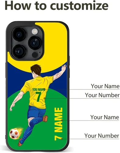 Miniatura 5 de Fundas personalizadas para teléfono con nombre y número del equipo de fútbol, diseño de jersey para iPhone 11, 12, 13, 14, 15, 16, 17 Pro Max Plus