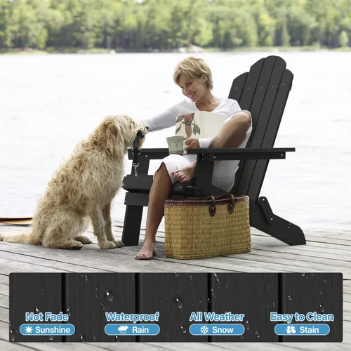 Miniatura 5 de MXIMU Folding Adirondack Chair for Outdoor: Easy Assembly and Comfortable Adirondack Chairs - Foldable Composite Fire Pit Chairs - All Weather