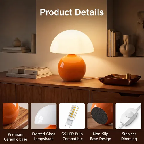 Miniatura 4 de Dawnwake Lámpara de Mesa con Forma de Hongo para Dormitorio, Lámparas Pequeñas de Escritorio para Mesita de Noche para Mesas de Noche de Sala