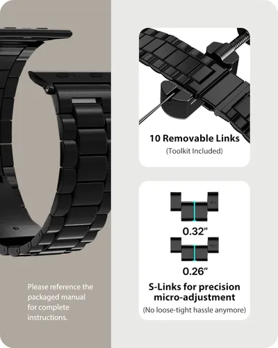 Miniatura 4 de Fullmosa Banda de Metal Compatible con Correas de Apple Watch de 1.61, 1.58, 1.5, 1.81, 1.93, 1.77, 1.73, 1.65 pulgadas, Correa iWatch con Estuche