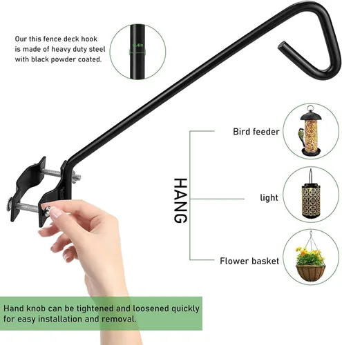 Miniatura 2 de MIXXIDEA Kit de montaje para colgar en riel de cubierta de valla de 11 pulgadas de largo, gancho decorativo resistente para comederos de pájaros
