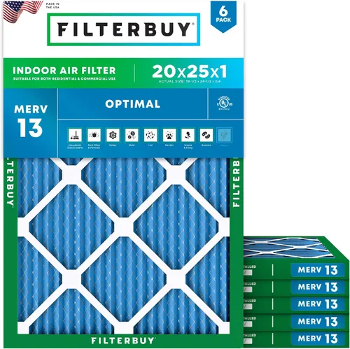Miniatura 55 de Filterbuy Filtro de aire MERV 13 de 8 x 14 x 1 pulgadas para defensa óptima contra el humo y la alergia (paquete de 6), repuesto de filtros