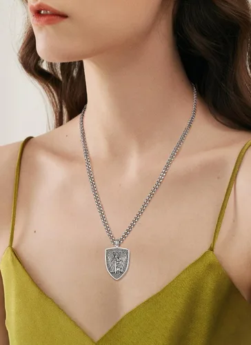 Miniatura 198 de CELESTIA Medallas de plata de ley 925 San Miguel/San Cristóbal/San Benito/San Gabriel/Virgen María/Jesús/Caravaca/Metatrón/Sello de los Siete
