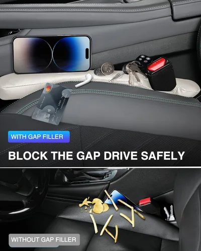 Miniatura 6 de Relleno de espacio para asiento de coche de cuero universal para coche, camioneta y SUV para bloquear el espacio entre el asiento y la consola