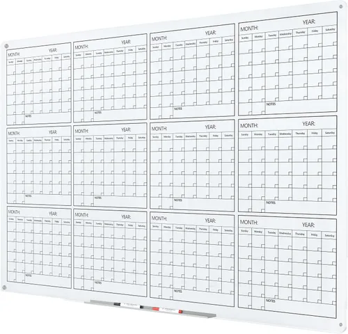 Miniatura 13 de J&J worldwide Pizarra blanca de vidrio magnético negro de 35 x 23 pulgadas, sin marco, de vidrio templado, borrado en seco, para montaje en pared