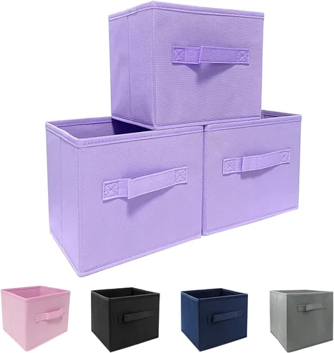 Miniatura 20 de EBIGIC Contenedores de almacenamiento negros de 9.0 x 7.5 x 7.5 pulgadas, tamaño pequeño Fabirc plegable, organizador de juguetes para armario, paño