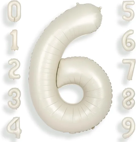 Miniatura 43 de SUWEN Globos de helio grandes de 102 cm (40 pulgadas) con letra S en color crema. Globos grandes de papel de aluminio con letra en helio, de A a Z.