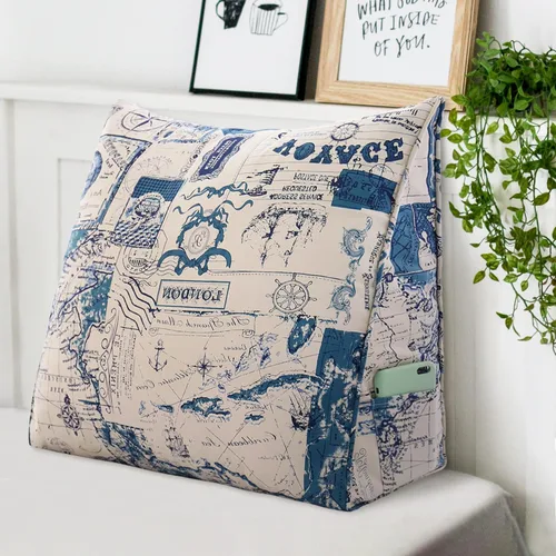 Miniatura 6 de Almohada de lectura de cuña estampada triangular para cabecero y espalda, cojín de apoyo para sentarse en la cama, almohada para descansar