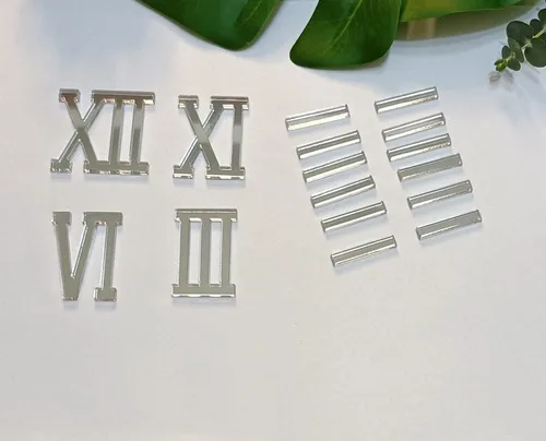 Miniatura 7 de Yuxuanish Números romanos acrílicos dorados brillantes, números (1.6 in) y guiones (1.2 in) para reloj de pared de resina epoxi, repuesto