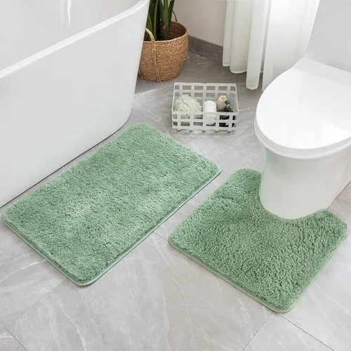 Miniatura 65 de MIULEE Juego de 2 alfombras de baño antideslizantes peludas extra gruesas y suaves, alfombrillas de baño de microfibra suave absorbente de agua