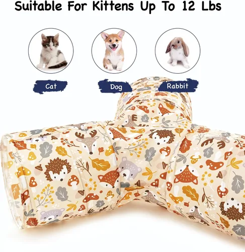 Miniatura 6 de Tempcore Túnel para gatos con tubo de juguete, túneles plegables de 3 vías para gatos, túneles para mascotas aburridas con agujero y pelota, juguete